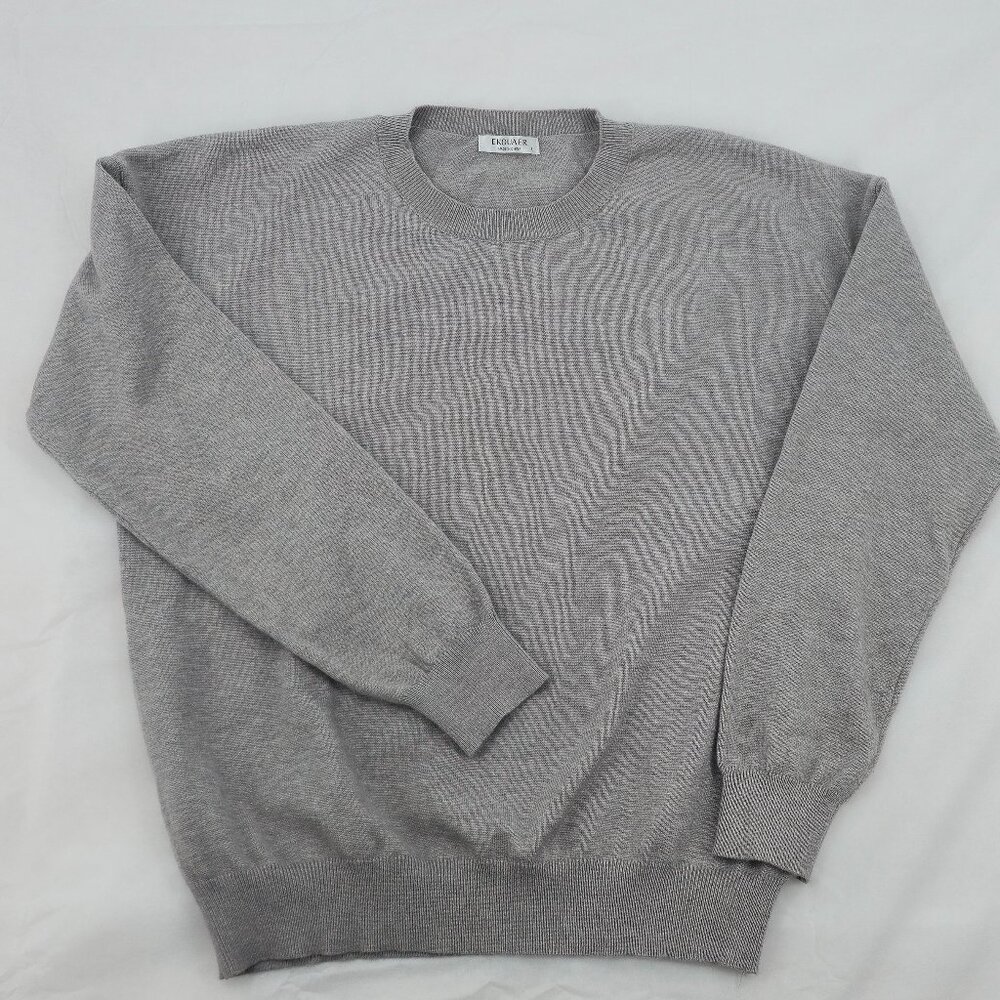 Ekouaer Textured Knit Sweater Heather Gray Crew Neck Size‎ L